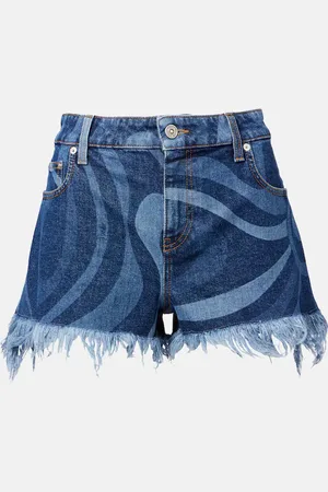 Puccini Marmo fringed denim shorts