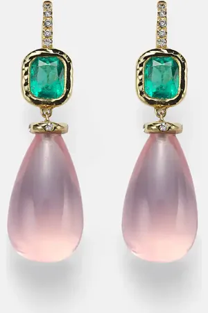 Octavia Elizabeth Rose Garden 18kt gold drop earrings with gemstones