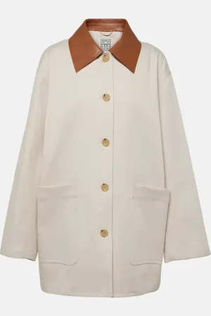 Totême Leather-trimmed cotton jacket