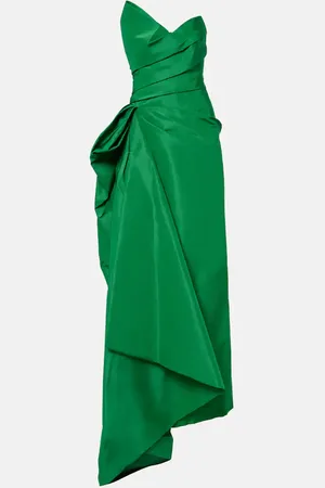MONIQUE LHUILLIER Draped silk faille gown