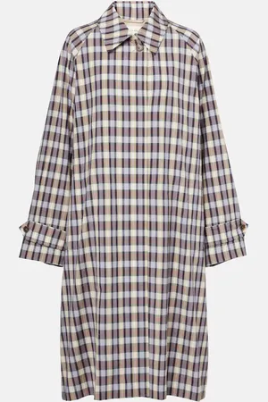 The Row Tavishina checked silk and cotton coat