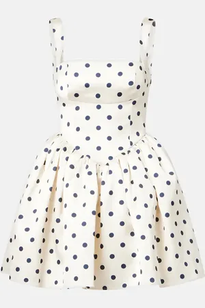 Self-Portrait Polka-dot satin minidress