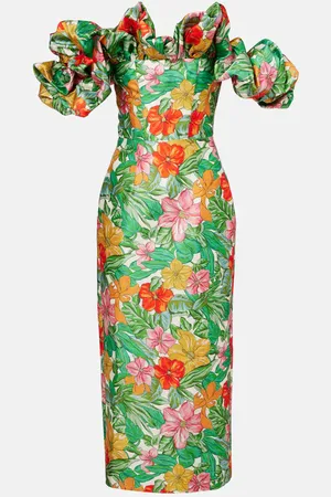 ALÉMAIS AlÃ©mais Printed off-shoulder maxi dress