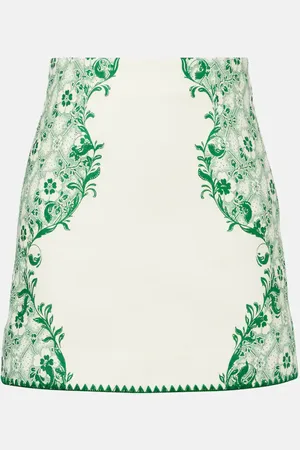 ALÉMAIS AlÃ©mais Olive printed linen and cotton miniskirt