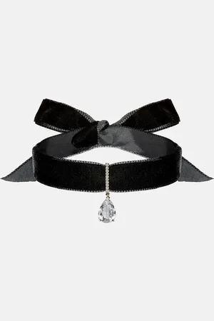 Mateo 14kt gold and velvet choker with topaz and diamonds