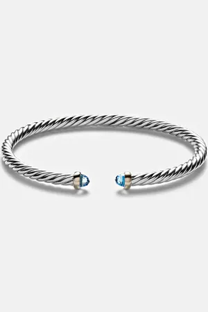 David Yurman Cable Flex sterling and 14kt gold cuff bracelet with topazes