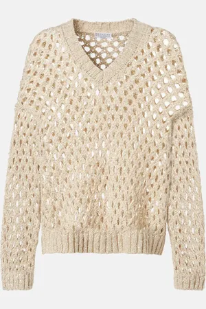 Brunello Cucinelli Sequined silk and linen-blend sweater