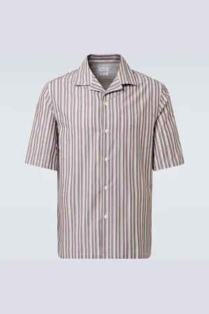 Brunello Cucinelli Striped cotton bowling shirt