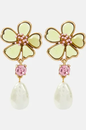Oscar de la Renta Floral embellished drop earrings