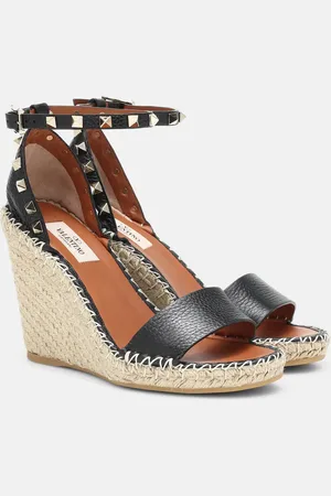 VALENTINO GARAVANI Rockstud leather wedge espadrilles