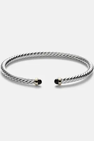 David Yurman Cable Flex sterling and 14kt gold cuff bracelet with onyxes