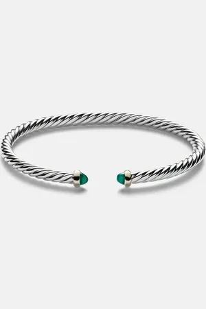 David Yurman Cable Flex sterling and 14kt gold cuff bracelet with onyxes