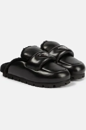 Prada Shearling-lined leather slides