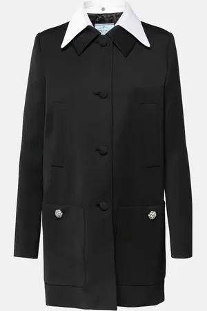 Prada Satin-trimmed virgin wool coat
