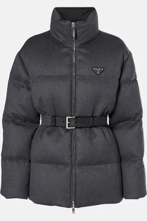 Prada Leather-trimmed wool puffer jacket
