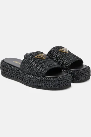 Prada Logo espadrille slides