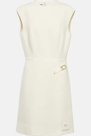 Prada Embellished wool-blend minidress