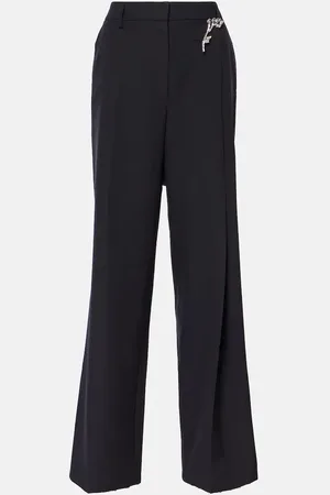 Prada Embellished wool gabardine wide-leg pants