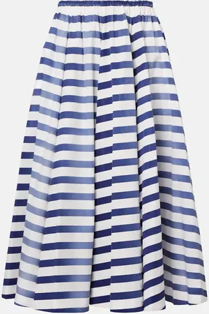 Prada Striped cotton poplin midi skirt