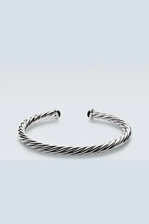 David Yurman Cable 14kt gold and sterling cuff bracelet with onyx