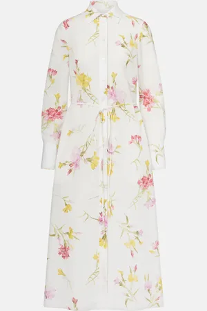 Erdem Floral cotton seersucker shirt dress