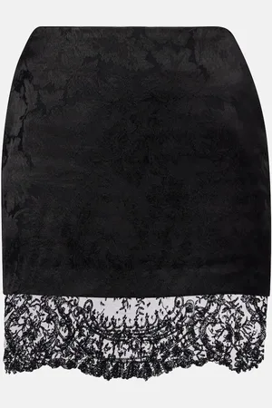 Saint Laurent Lace-trimmed jacquard miniskirt