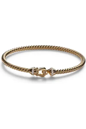 David Yurman Buckle CablespiraÂ® 18kt bangle with diamonds