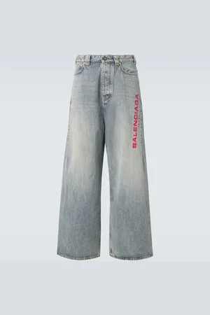 Balenciaga Logo embroidered wide-leg jeans