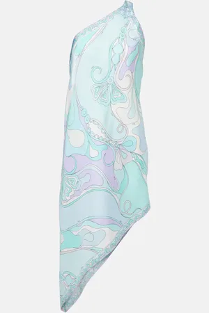 Puccini Orchidee asymmetric silk twill minidress