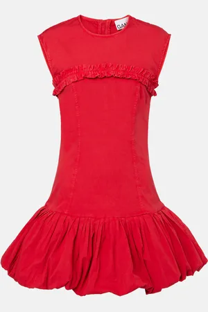 Ganni Ruffled cotton-blend minidress