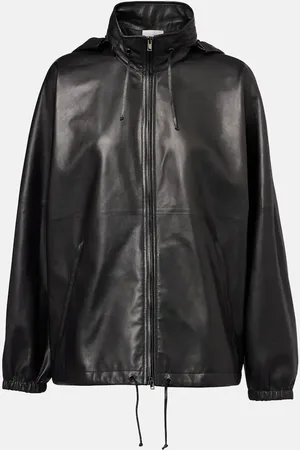 The Row Jilly oversized leather bomber jacket