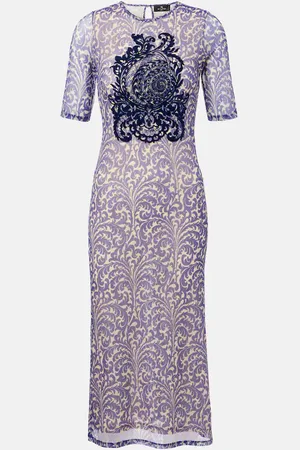 Etro Printed mesh midi dress