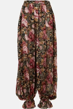 Chloé ChloÃ© Floral silk charmeuse wide-leg pants