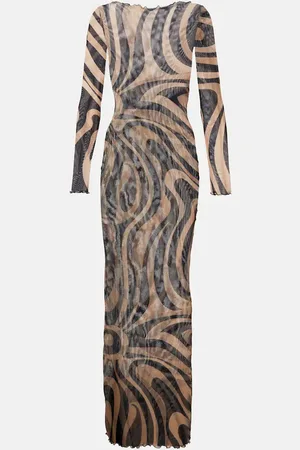 Puccini Marmo sheer mesh maxi dress
