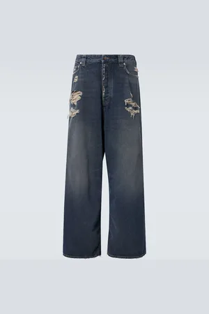 Balenciaga Distressed mid-rise wide-leg jeans