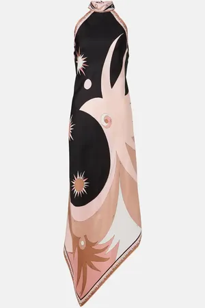 Puccini Stella halterneck silk twill maxi dress