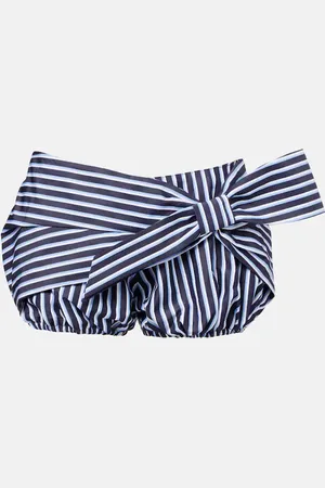 Paco rabanne Bow-detail striped cotton shorts