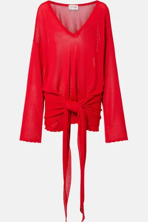 The Attico Gathered open-knit minidress
