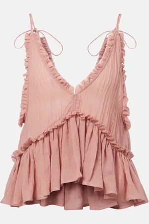 The Attico Ruffled cotton gauze top