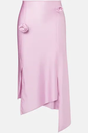 COPERNI Floral-appliquÃ© satin midi skirt