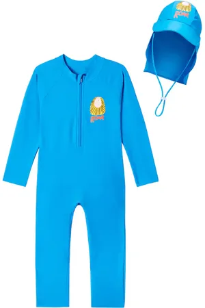 Jelly Mallow Lion rashguard swimsuit and sunhat set