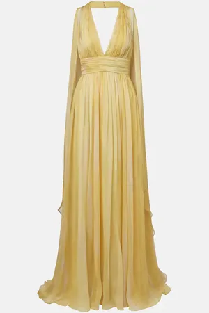Elie saab Printed semi-sheer silk gown