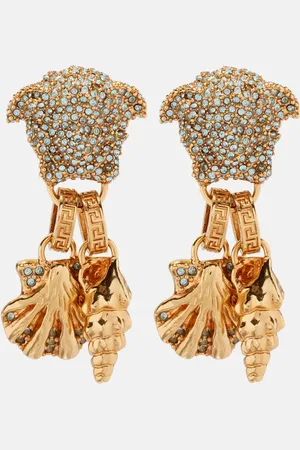 VERSACE La Medusa embellished drop earrings