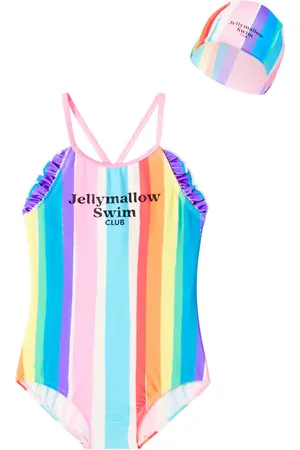 Jelly Mallow Rainbow swimsuit and cap set