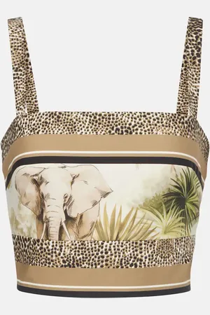Elie saab Printed cotton cropped top