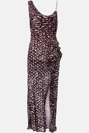 DRIES VAN NOTEN Printed draped one-shoulder midi dress