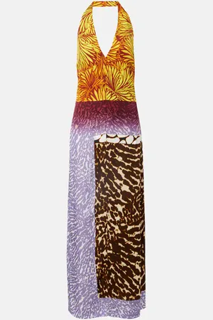 DRIES VAN NOTEN Printed halterneck maxi dress
