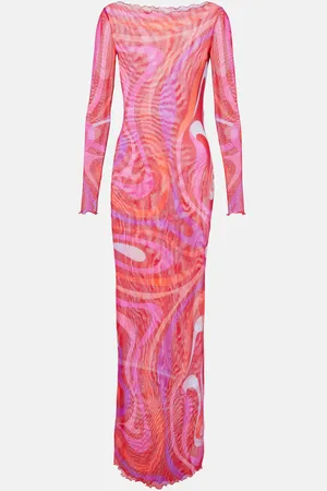 Puccini Marmo semi-sheer maxi dress