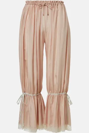 Chloé ChloÃ© Lace-trimmed silk pongÃ© cropped pants