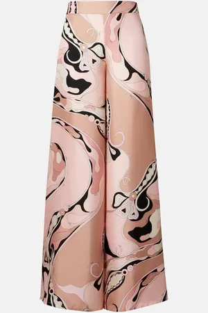 Puccini Orchidee silk twill wide-leg pants